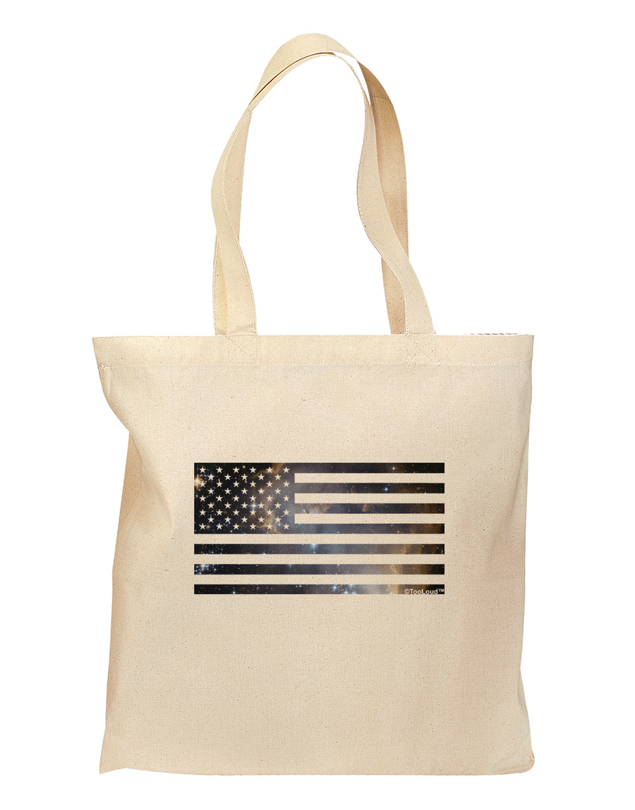 American Flag Galaxy Grocery Tote Bag by TooLoud-Grocery Tote-TooLoud-Natural-Medium-Davson Sales