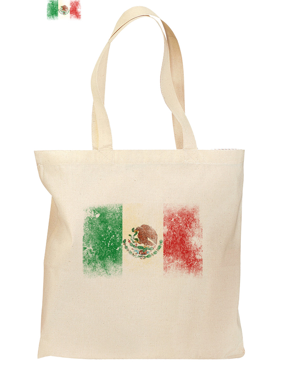 Distressed Mexican Flag Grocery Tote Bag-Grocery Tote-TooLoud-Natural-Medium-Davson Sales