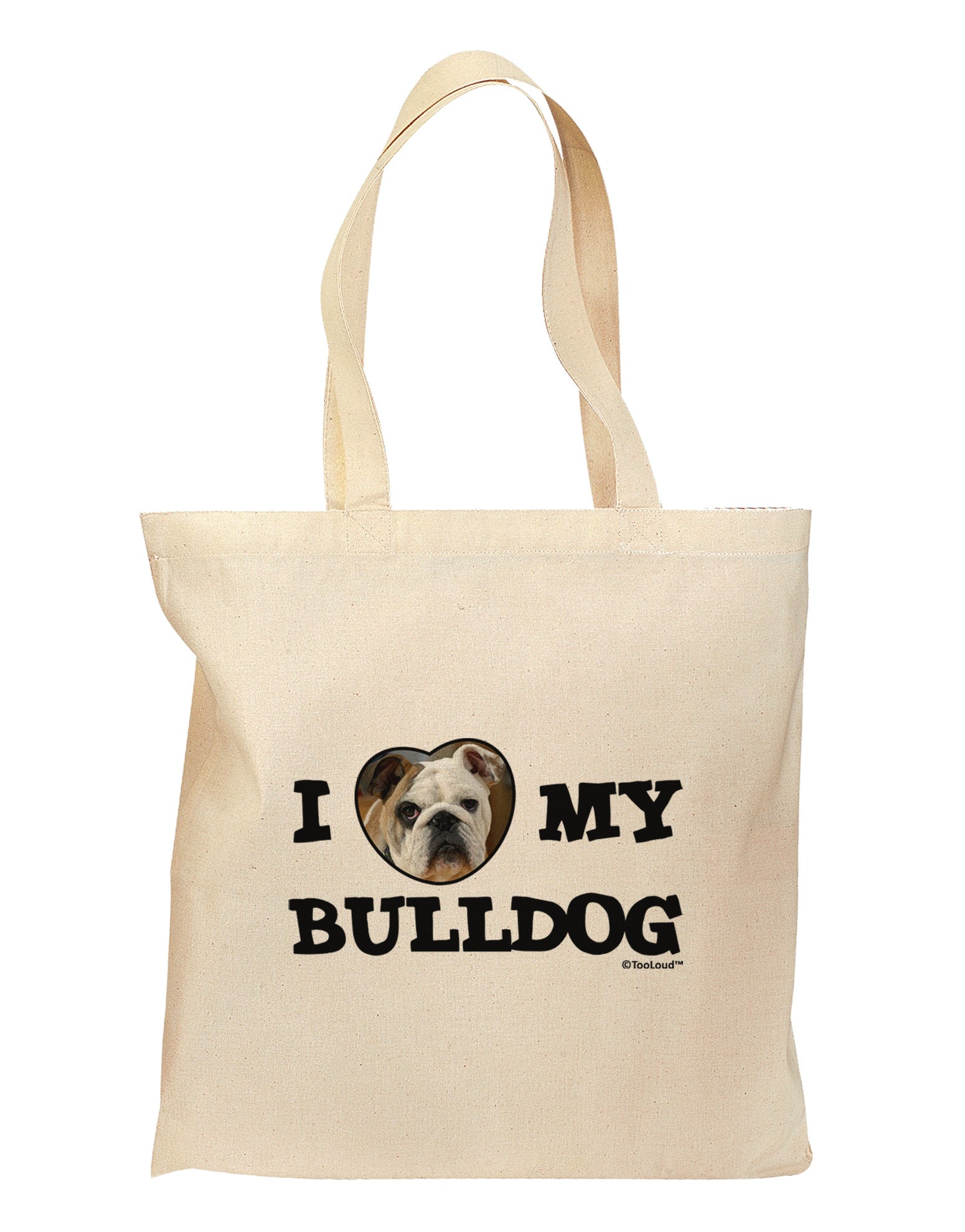 I Heart My Bulldog Grocery Tote Bag by TooLoud-Grocery Tote-TooLoud-Natural-Medium-Davson Sales