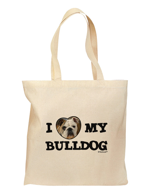 I Heart My Bulldog Grocery Tote Bag by TooLoud-Grocery Tote-TooLoud-Natural-Medium-Davson Sales