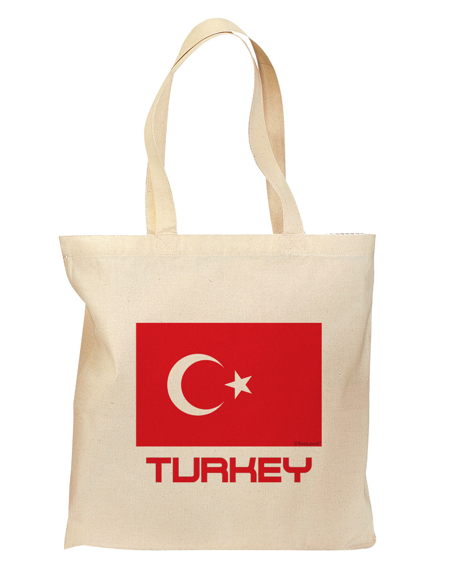 Turkey Flag with Text Grocery Tote Bag - Natural by TooLoud-Grocery Tote-TooLoud-Natural-Medium-Davson Sales