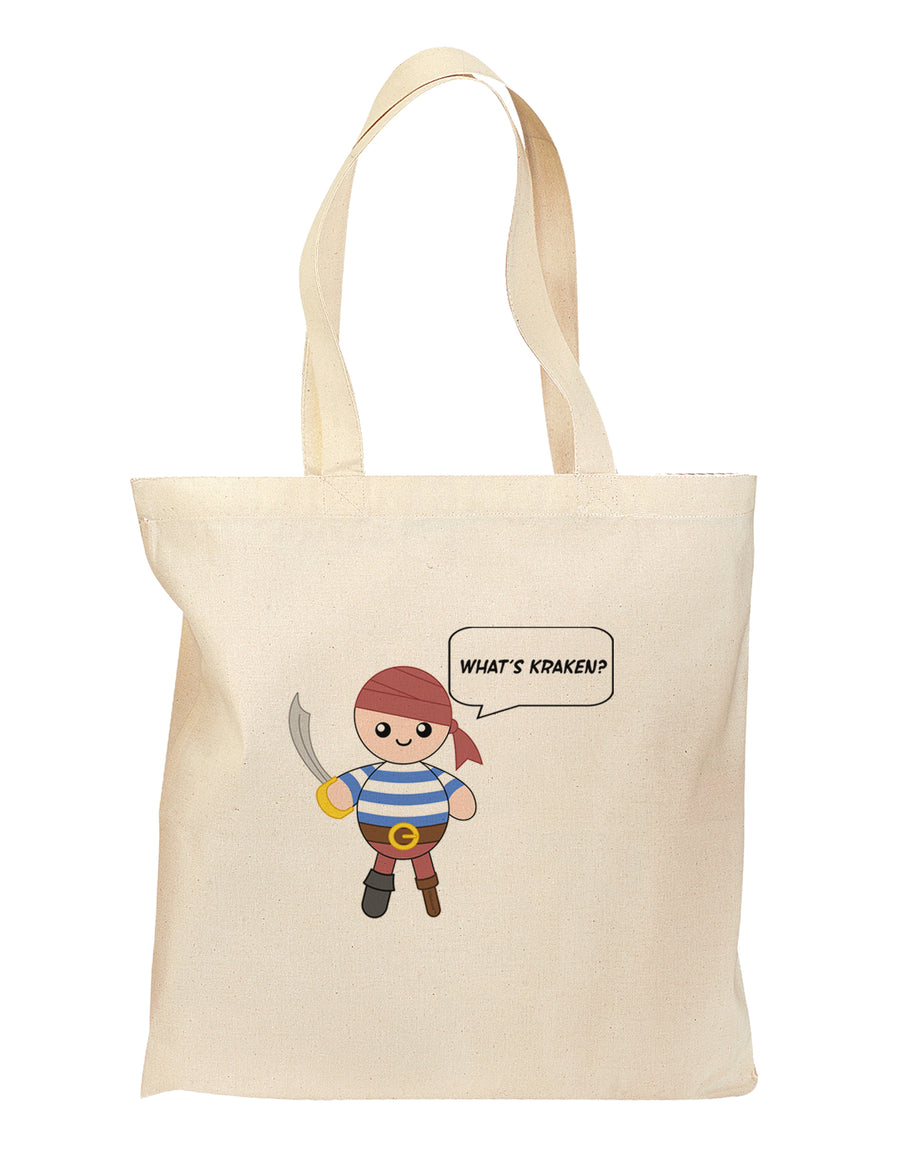 What's Kraken - Petey the Pirate Grocery Tote Bag-Grocery Tote-TooLoud-Natural-Medium-Davson Sales