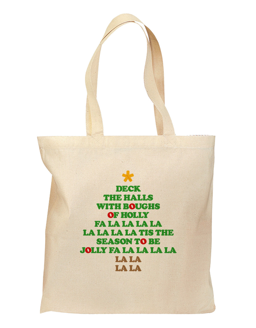 Deck the Halls Lyrics Christmas Tree Grocery Tote Bag-Grocery Tote-TooLoud-Natural-Medium-Davson Sales