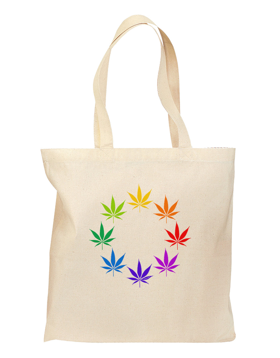 Rainbow Pot - Marijuana Leaf Grocery Tote Bag-Grocery Tote-TooLoud-Natural-Medium-Davson Sales