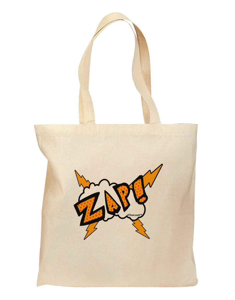 Onomatopoeia ZAP Grocery Tote Bag-Grocery Tote-TooLoud-Natural-Medium-Davson Sales