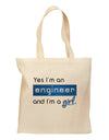 TooLoud Yes I am a Engineer Girl Grocery Tote Bag-Grocery Tote-TooLoud-Natural-Medium-Davson Sales