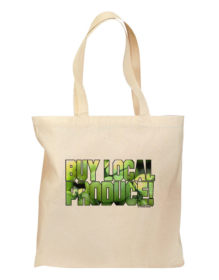 Buy Local - Green Tomatoes Text Grocery Tote Bag-Grocery Tote-TooLoud-Natural-Medium-Davson Sales