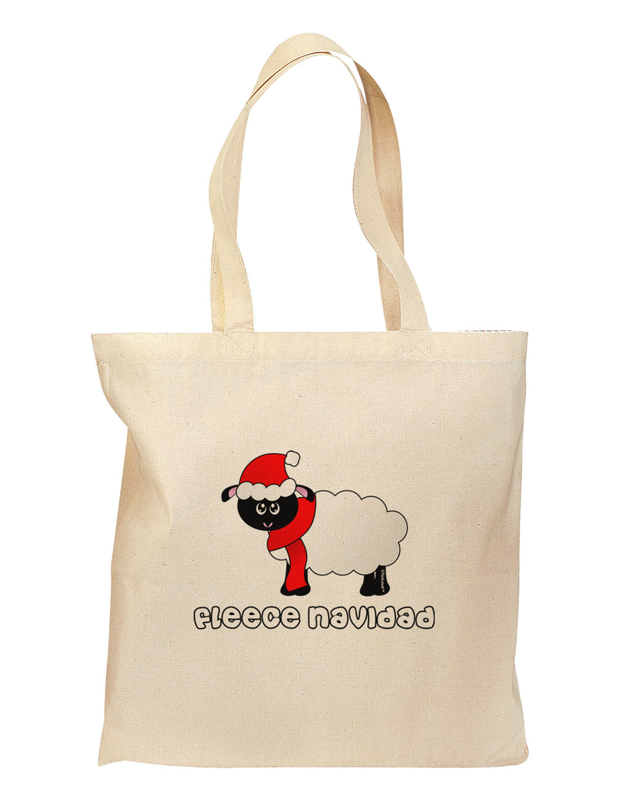 Fleece Navidad Christmas Sheep Grocery Tote Bag-Grocery Tote-TooLoud-Natural-Medium-Davson Sales