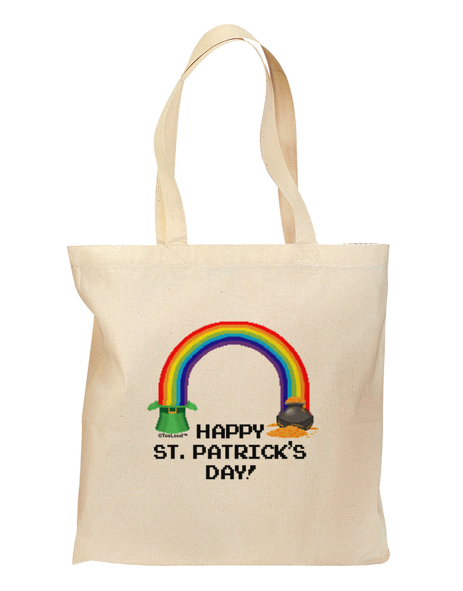 Pixel Pot of Gold St Patrick Text Grocery Tote Bag-Grocery Tote-TooLoud-Natural-Medium-Davson Sales