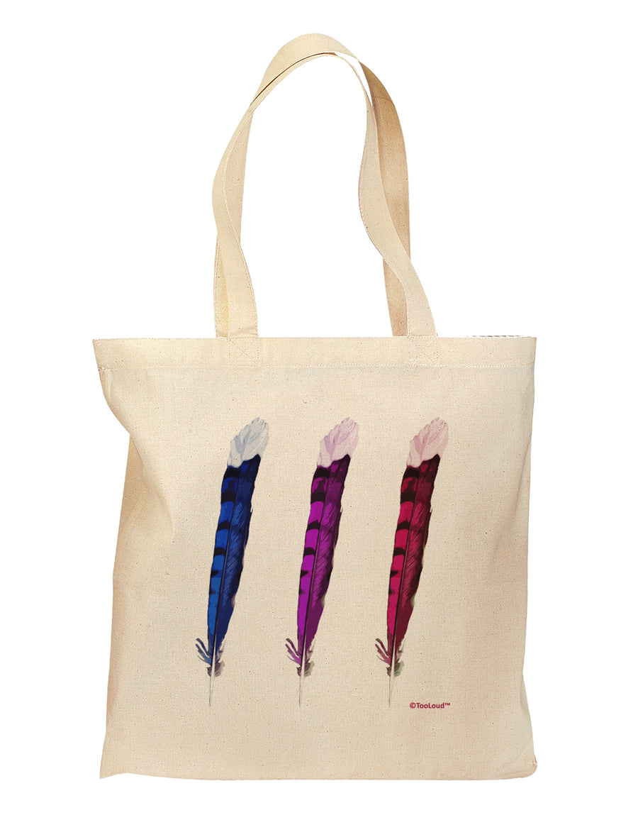 Graphic Feather Design - Feather Trio Grocery Tote Bag by TooLoud-Grocery Tote-TooLoud-Natural-Medium-Davson Sales