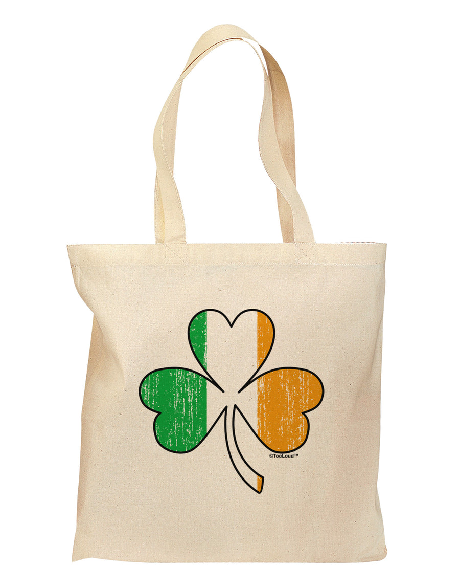 Irish Flag - Shamrock Distressed Grocery Tote Bag by TooLoud-Grocery Tote-TooLoud-Natural-Medium-Davson Sales