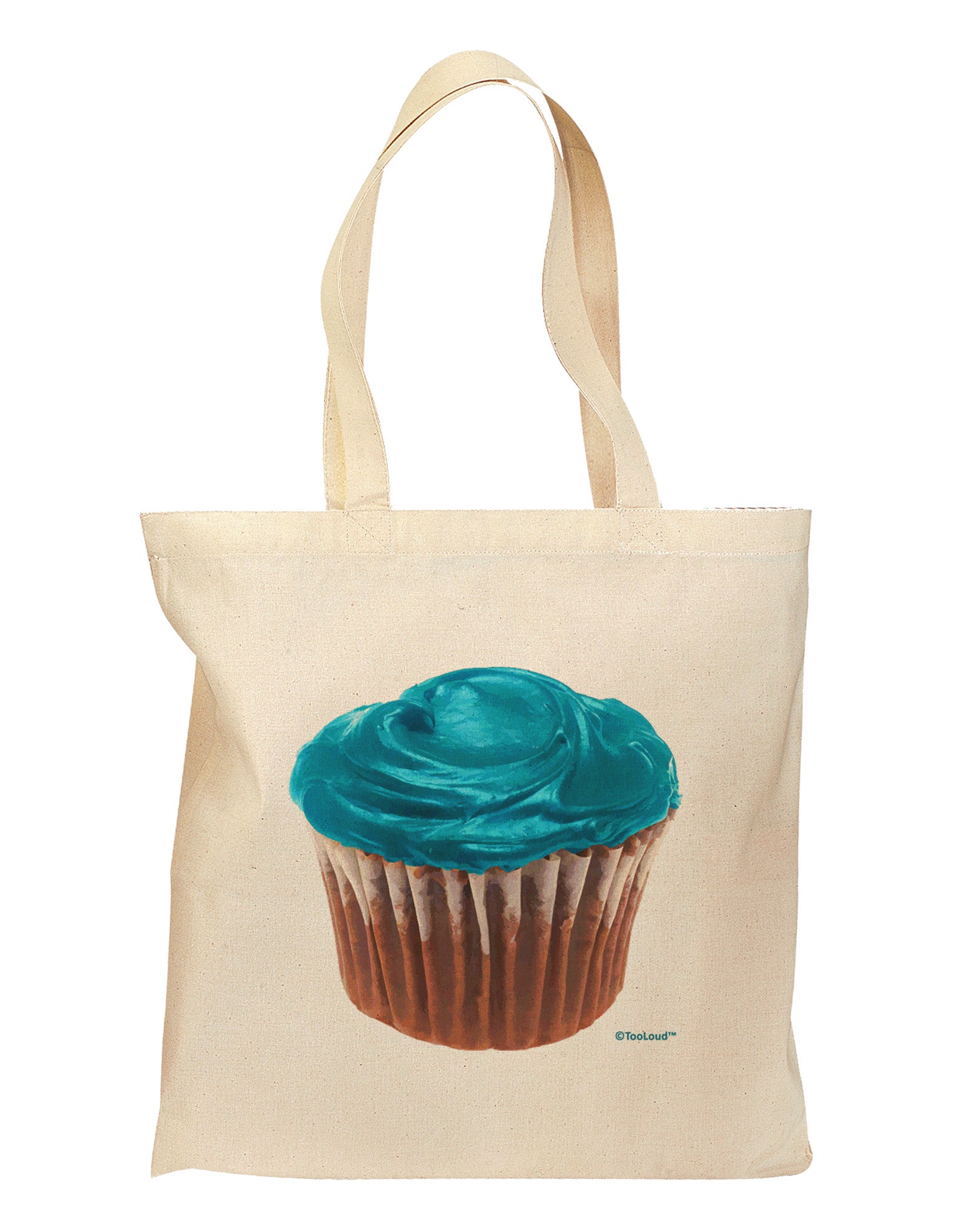 Giant Bright Turquoise Cupcake Grocery Tote Bag by TooLoud-Grocery Tote-TooLoud-Natural-Medium-Davson Sales