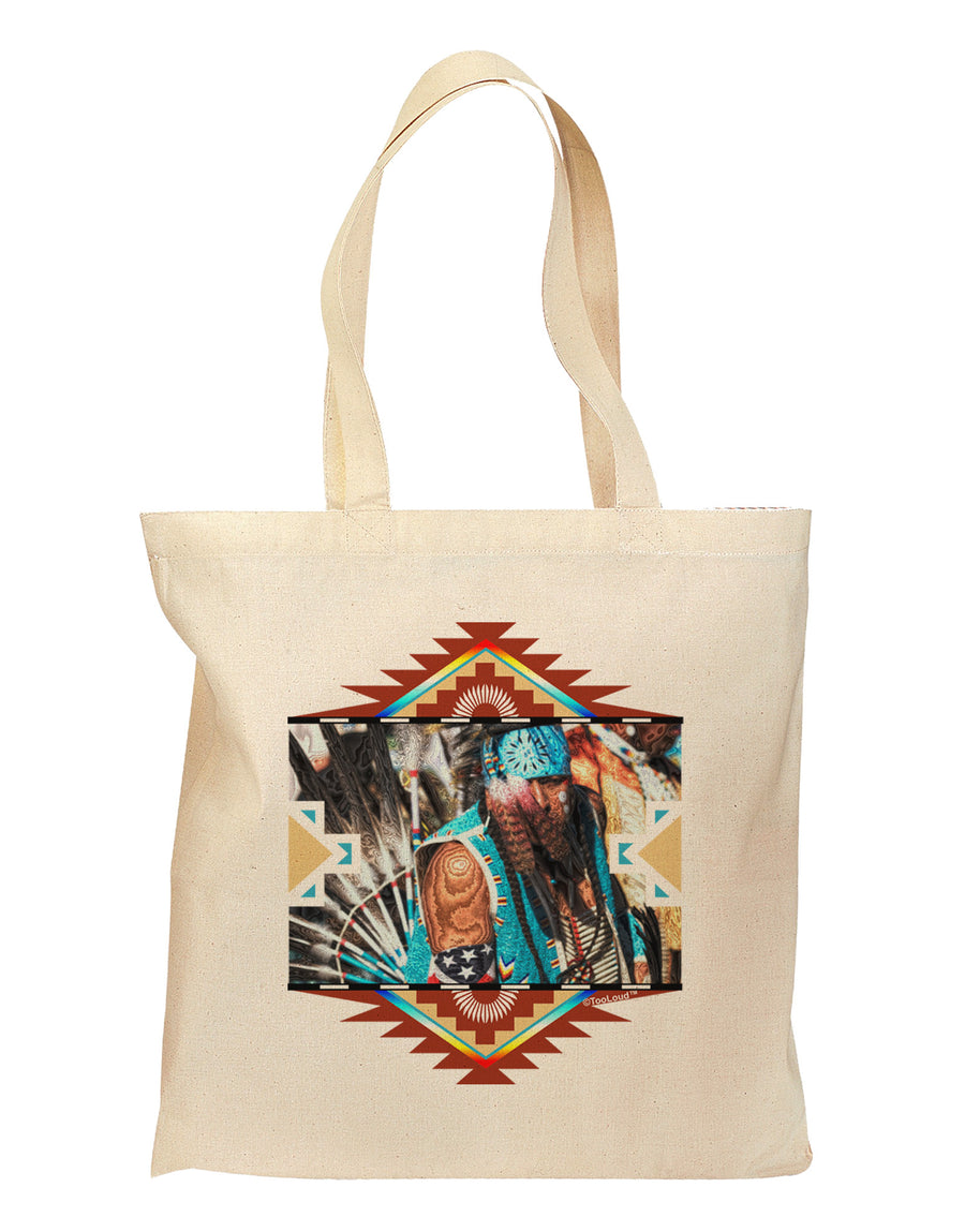 Native American Dancer 2 Grocery Tote Bag - Natural-Grocery Tote-TooLoud-Natural-Medium-Davson Sales