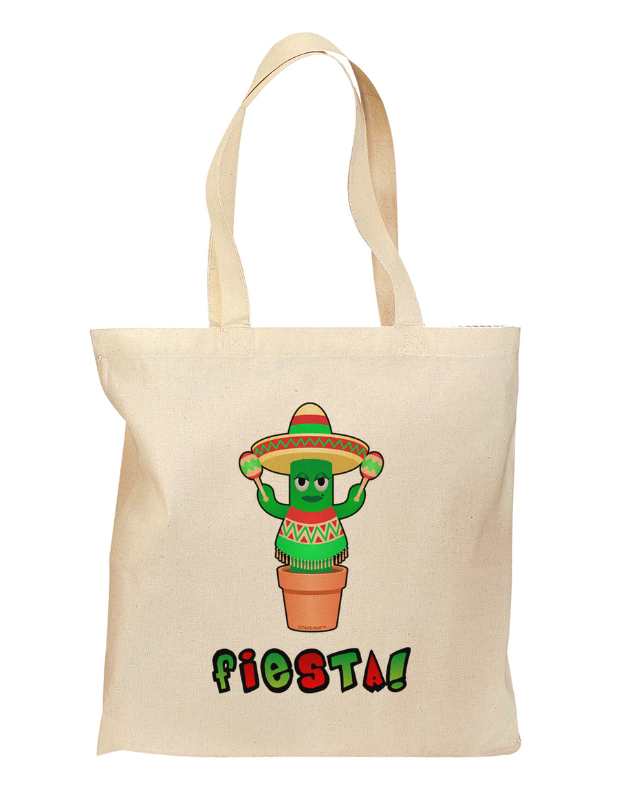 Fiesta Cactus Poncho Text Grocery Tote Bag by TooLoud-Grocery Tote-TooLoud-Natural-Medium-Davson Sales