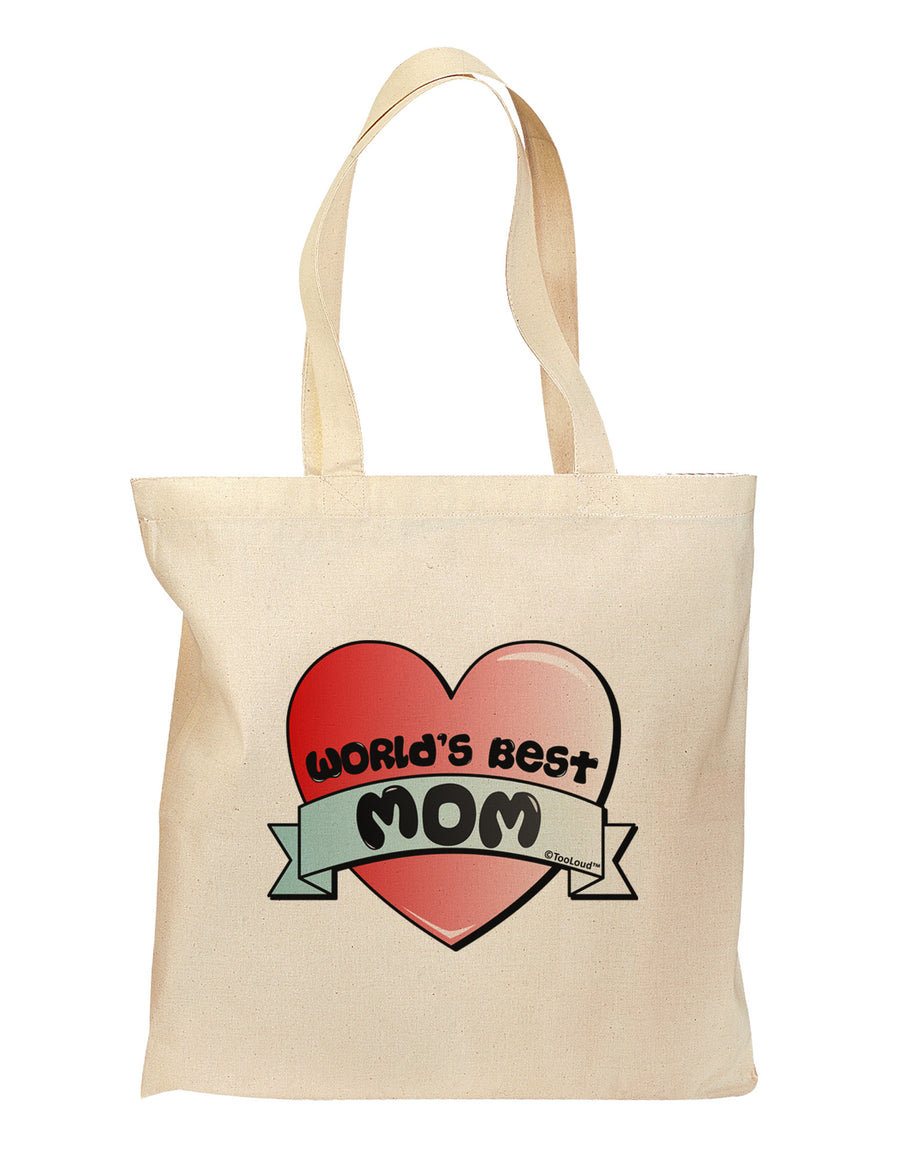 World's Best Mom - Heart Banner Design Grocery Tote Bag by TooLoud-Grocery Tote-TooLoud-Natural-Medium-Davson Sales