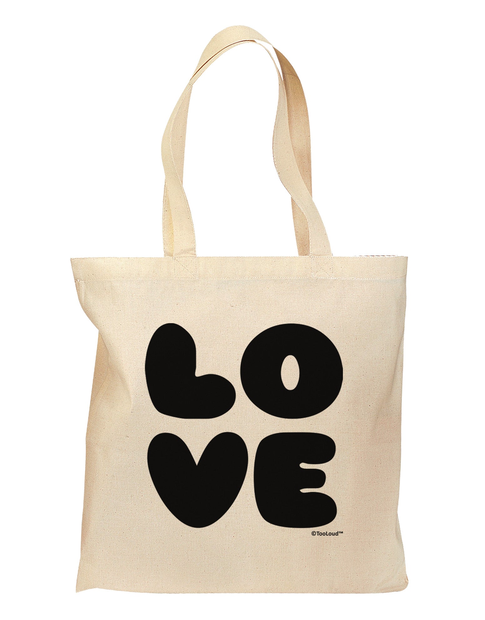 LOVE Text Grocery Tote Bag by TooLoud-Grocery Tote-TooLoud-Natural-Medium-Davson Sales