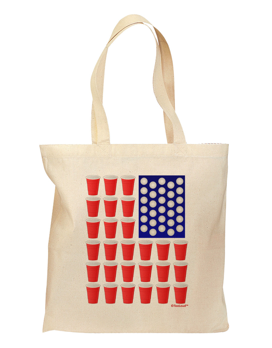 Beer Pong Flag Grocery Tote Bag-Grocery Tote-TooLoud-Natural-Medium-Davson Sales