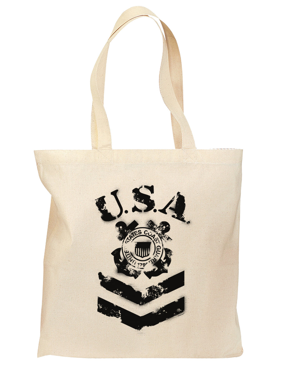 USA Military Coast Guard Stencil Logo Grocery Tote Bag-Grocery Tote-TooLoud-Natural-Medium-Davson Sales