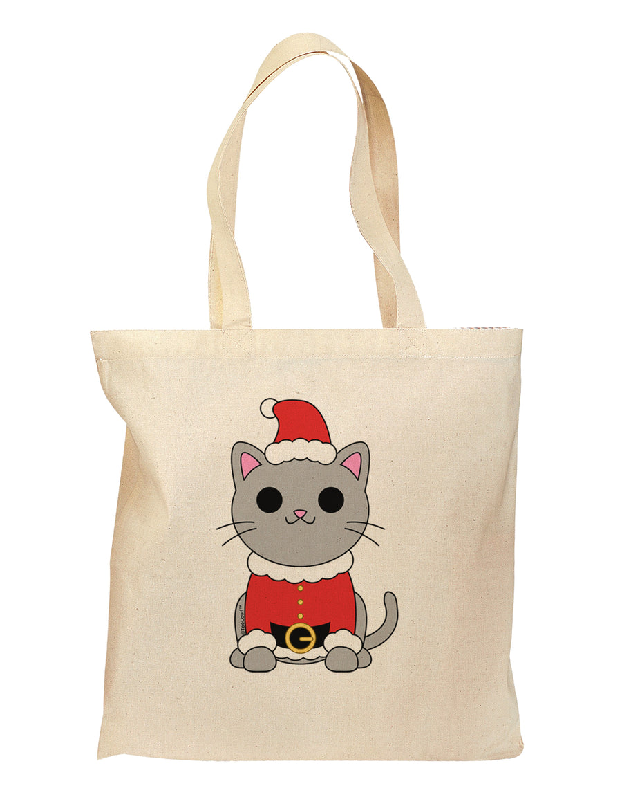 Mr. Whiskerton Santa Suit - Christmas Grocery Tote Bag by TooLoud-Grocery Tote-TooLoud-Natural-Medium-Davson Sales