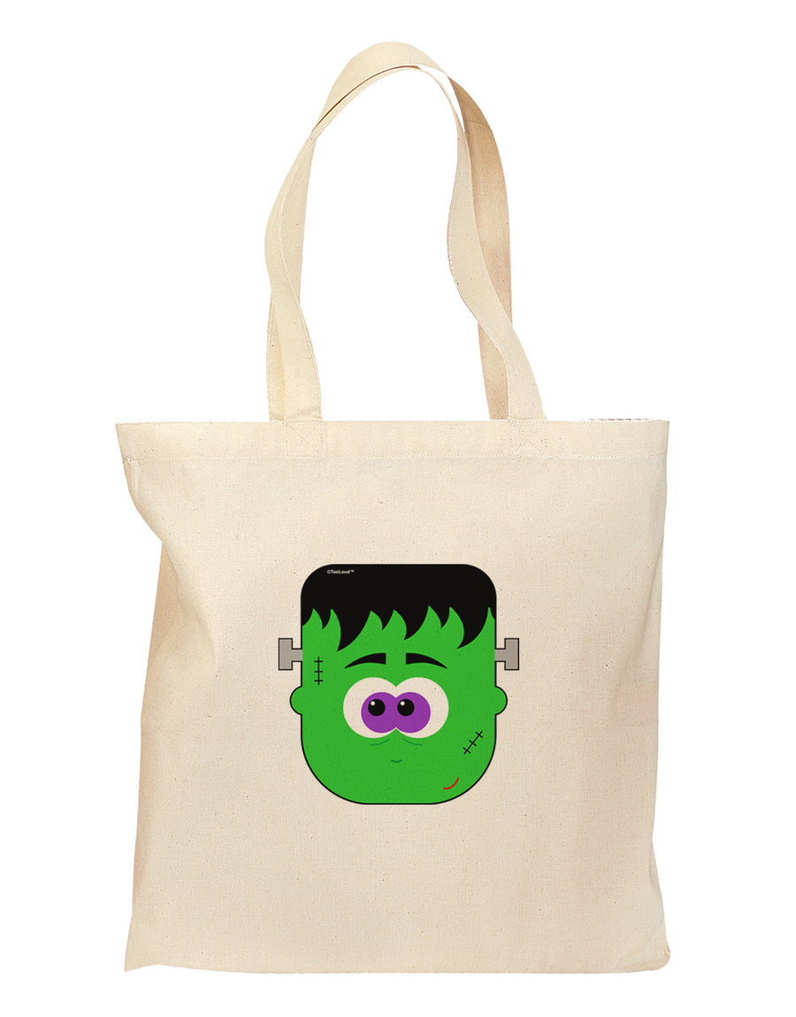 Frankenstein Face Halloween Grocery Tote Bag-Grocery Tote-TooLoud-Natural-Medium-Davson Sales