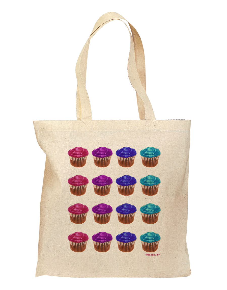 Colorful Cupcake Pattern Grocery Tote Bag by TooLoud-Grocery Tote-TooLoud-Natural-Medium-Davson Sales