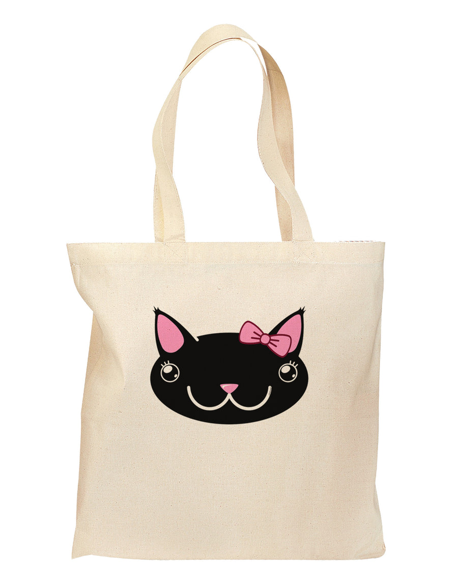 Kyu-T Head - Night Kawaia the Cute Girl Critter Grocery Tote Bag-Grocery Tote-TooLoud-Natural-Medium-Davson Sales