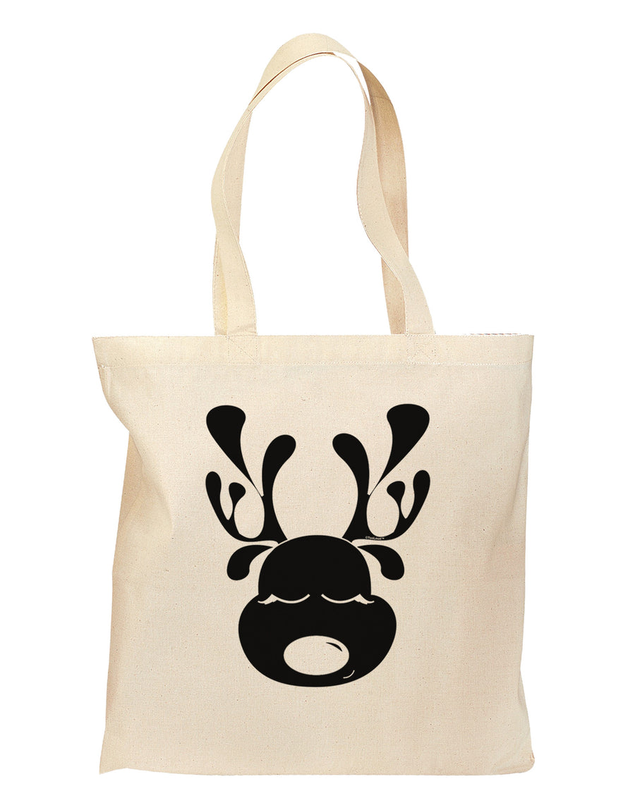 Cute Black Reindeer Face Christmas Grocery Tote Bag-Grocery Tote-TooLoud-Natural-Medium-Davson Sales