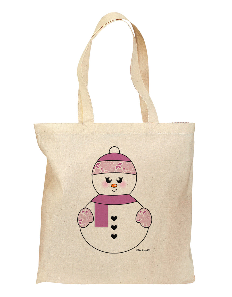 Cute Girl Snowman - Christmas Grocery Tote Bag by TooLoud-Grocery Tote-TooLoud-Natural-Medium-Davson Sales