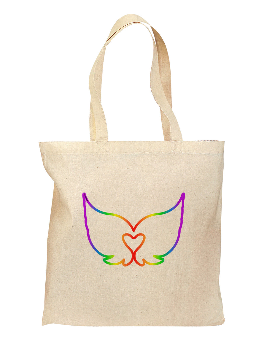 Cute Rainbow Angel Wings Heart Grocery Tote Bag-Grocery Tote-TooLoud-Natural-Medium-Davson Sales