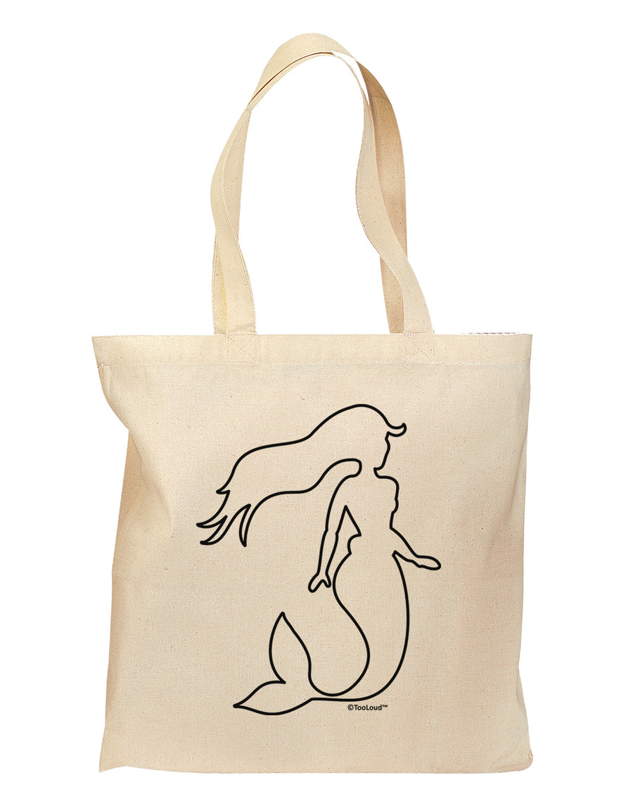 Mermaid Outline Grocery Tote Bag-Grocery Tote-TooLoud-Natural-Medium-Davson Sales