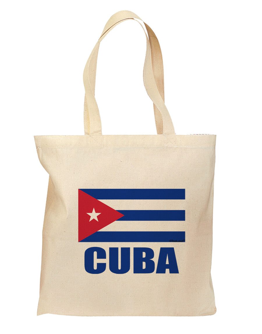 Cuba Flag Cuban Pride Grocery Tote Bag - Natural by TooLoud-Grocery Tote-TooLoud-Natural-Medium-Davson Sales