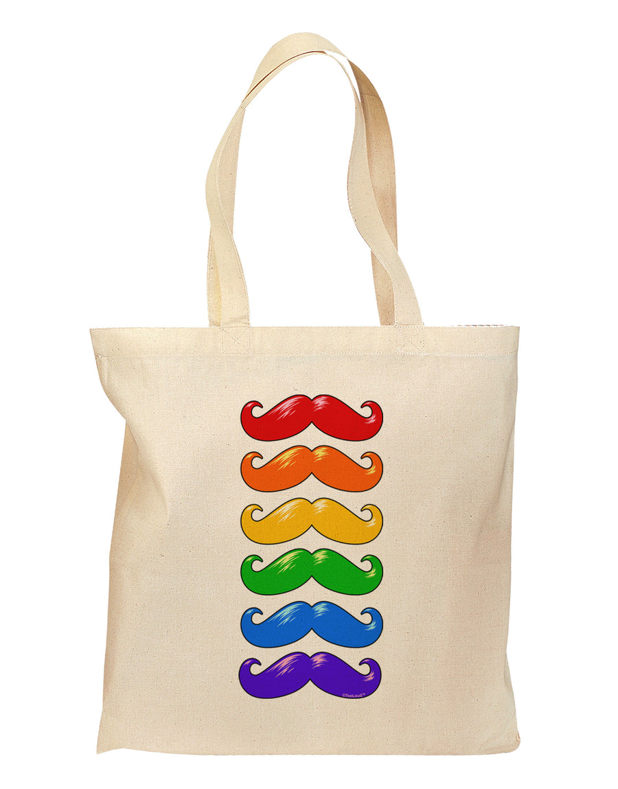 Colorful Rainbow Mustaches Grocery Tote Bag-Grocery Tote-TooLoud-Natural-Medium-Davson Sales