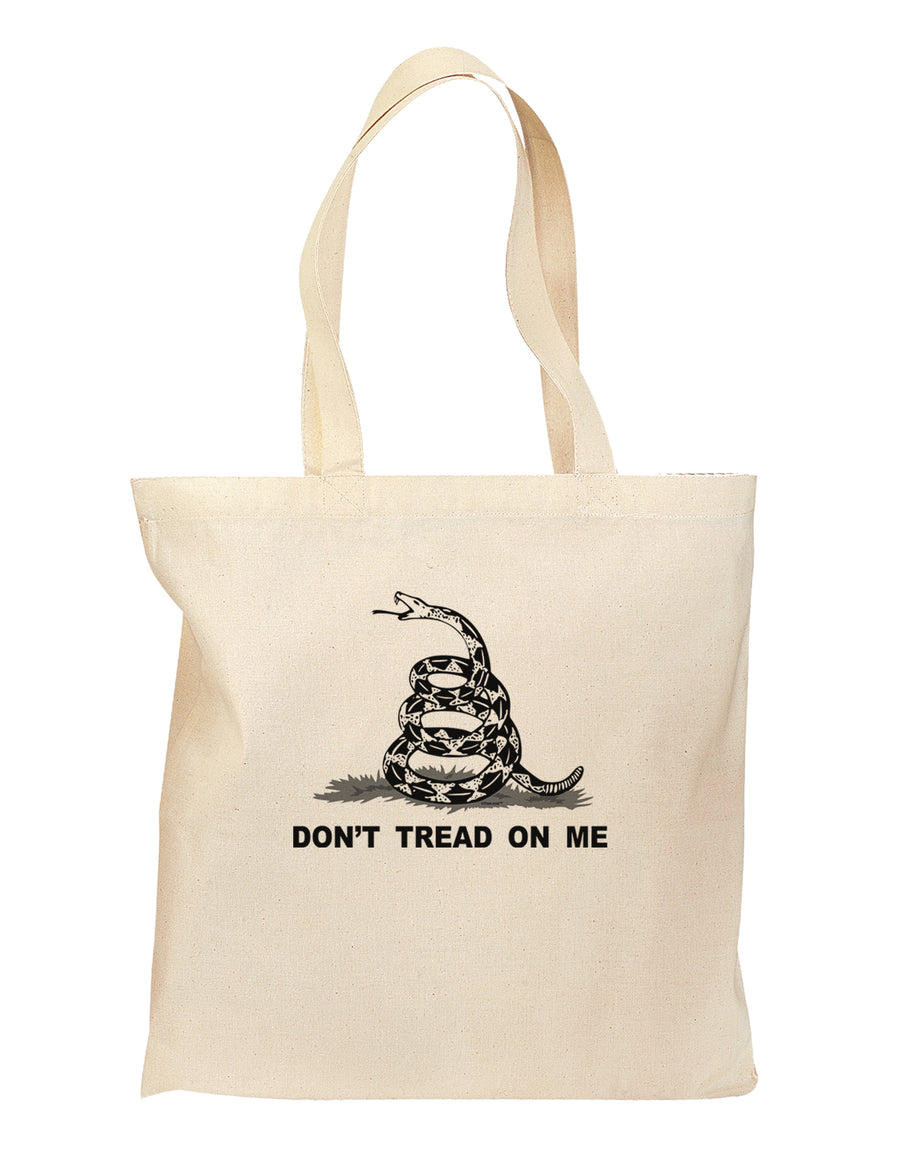 Subdued Don't Tread On Me Gadsden Flag Rattlesnake Grocery Tote Bag-Grocery Tote-TooLoud-Natural-Medium-Davson Sales