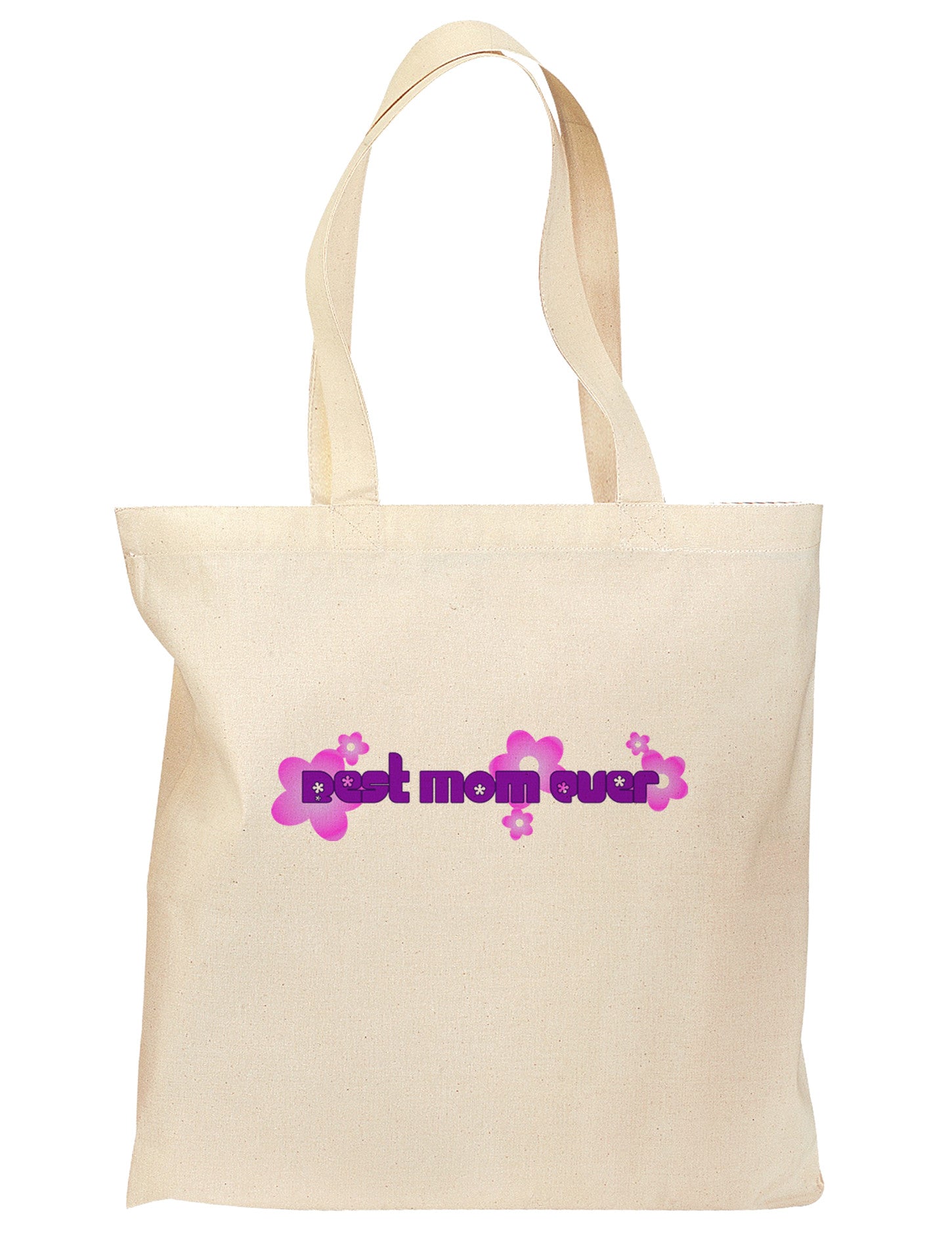 Best Mom Ever Flower Text Grocery Tote Bag-Grocery Tote-TooLoud-Natural-Medium-Davson Sales