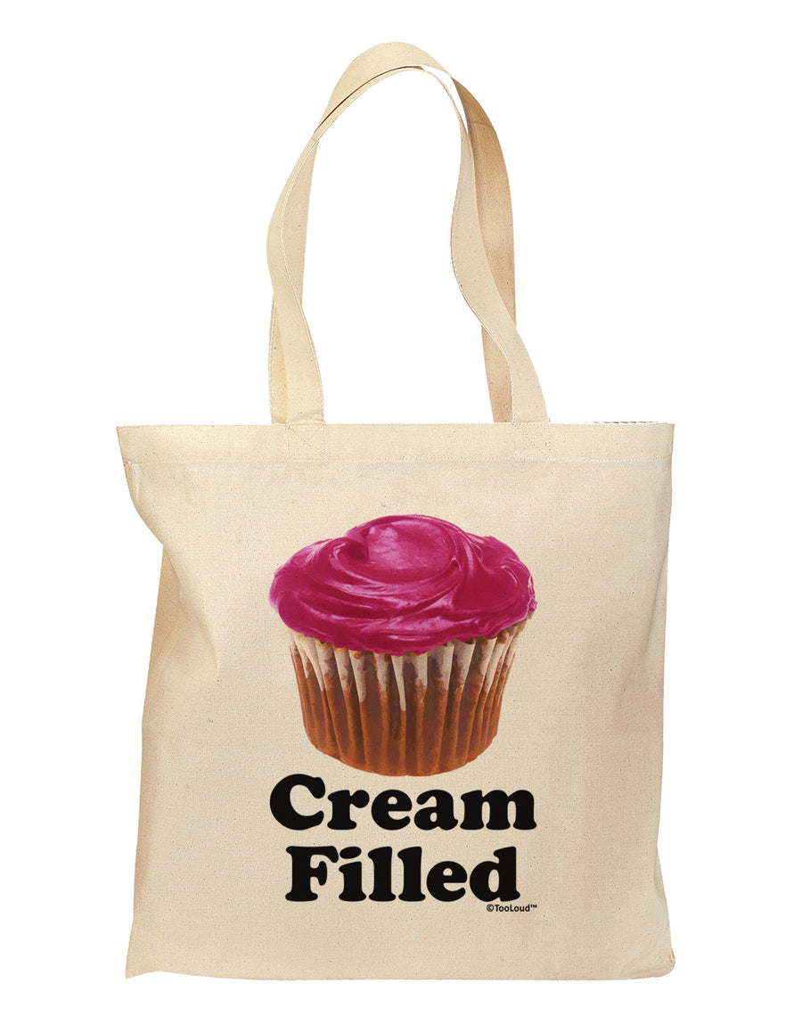 Cream Filled Pink Cupcake Design Grocery Tote Bag by TooLoud-Grocery Tote-TooLoud-Natural-Medium-Davson Sales