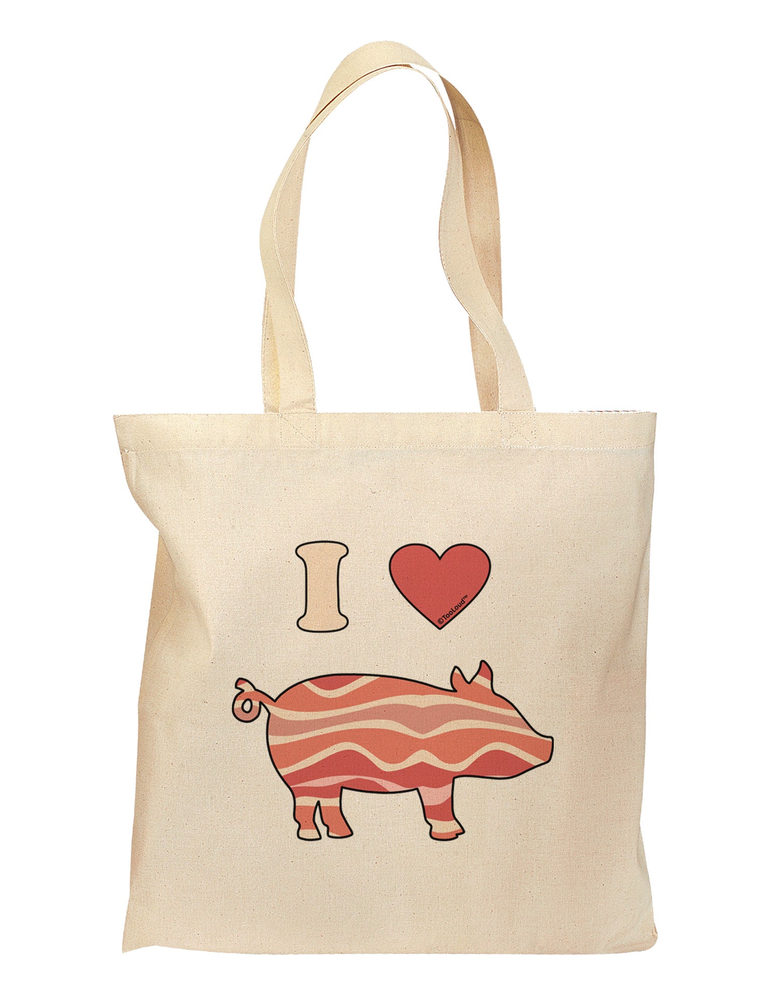 I Heart My Bacon Pig Silhouette Grocery Tote Bag by TooLoud-Grocery Tote-TooLoud-Natural-Medium-Davson Sales