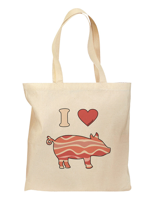 I Heart My Bacon Pig Silhouette Grocery Tote Bag by TooLoud-Grocery Tote-TooLoud-Natural-Medium-Davson Sales
