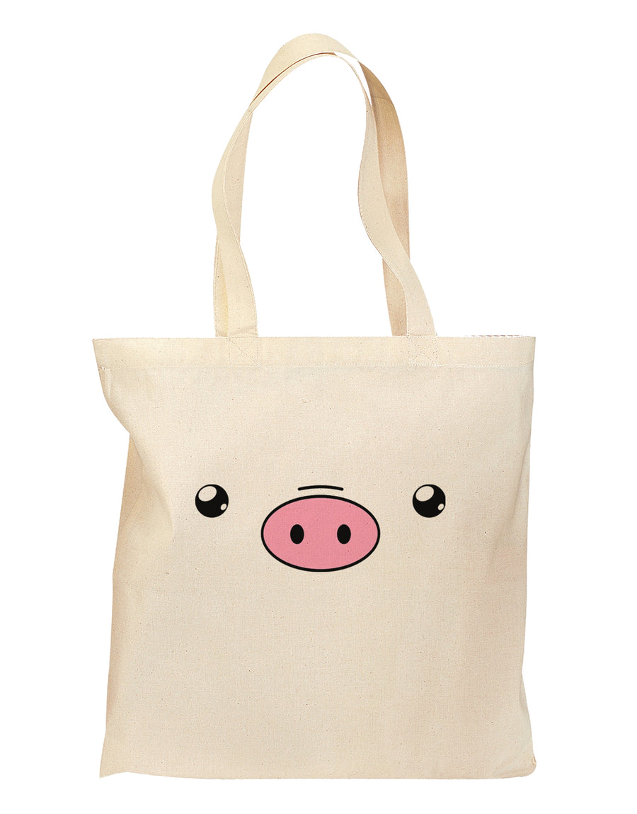 Kyu-T Face - Oinkz the Pig Grocery Tote Bag-Grocery Tote-TooLoud-Natural-Medium-Davson Sales