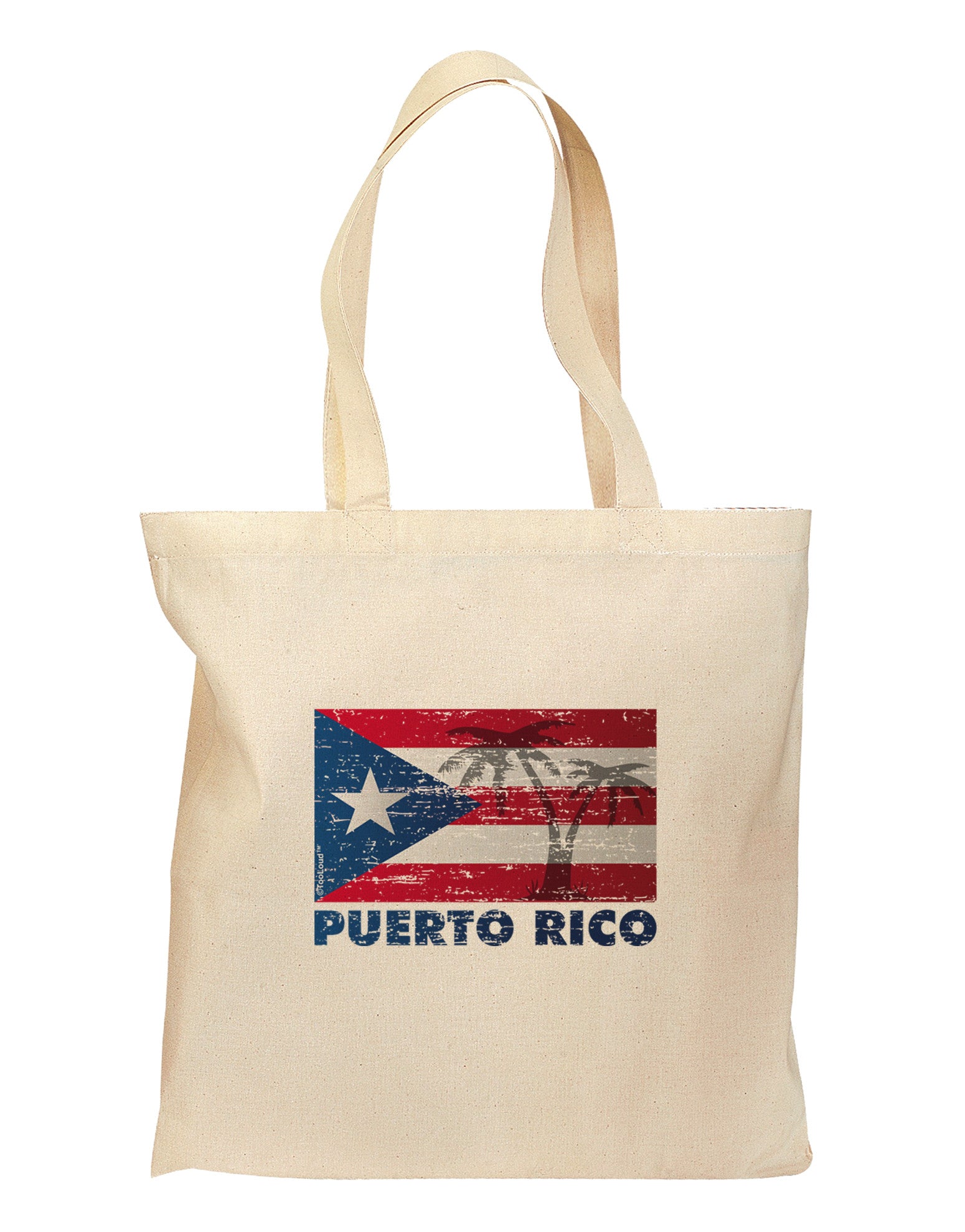 Distressed Puerto Rico Flag Grocery Tote Bag-Grocery Tote-TooLoud-Natural-Medium-Davson Sales