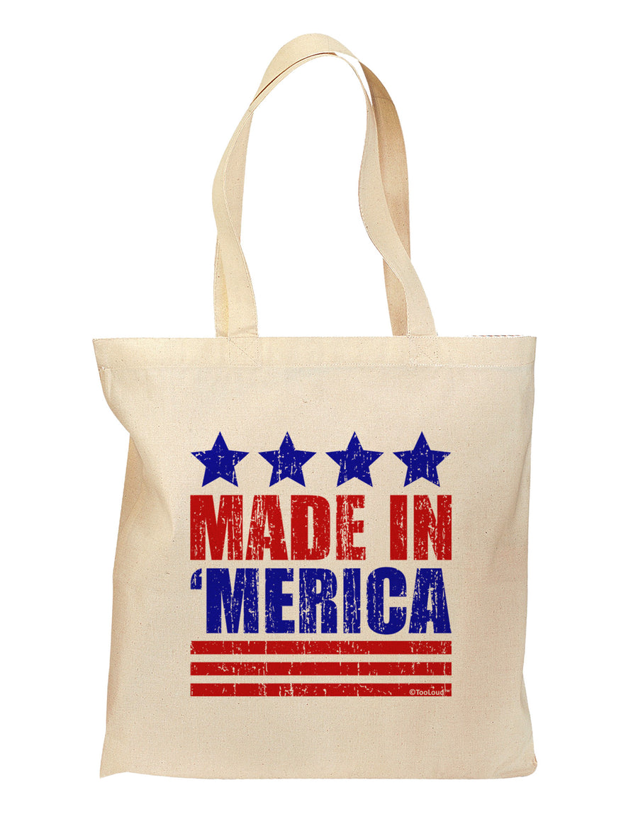 Made in Merica - Stars and Stripes Color Design Grocery Tote Bag-Grocery Tote-TooLoud-Natural-Medium-Davson Sales