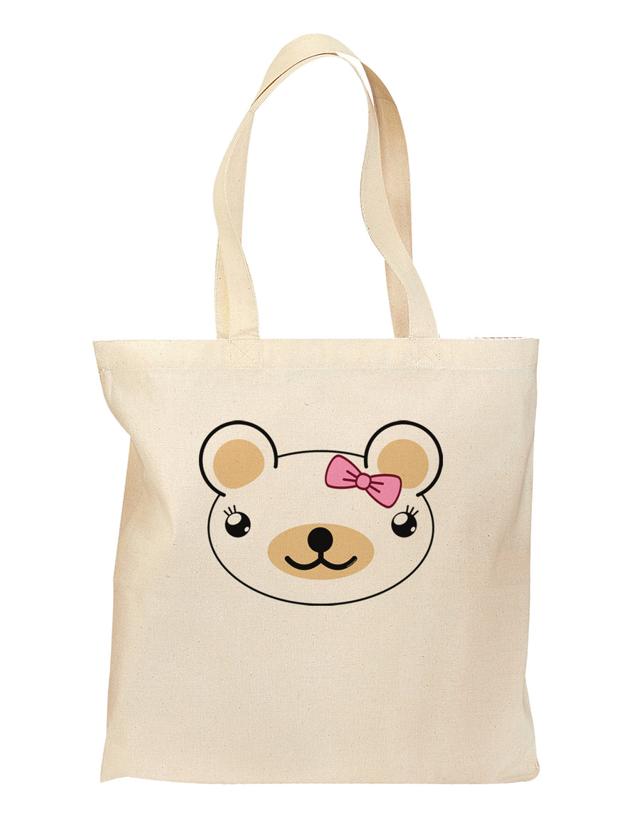 Kyu-T Head - Day Beartholomea Girl Teddy Bear Grocery Tote Bag-Grocery Tote-TooLoud-Natural-Medium-Davson Sales