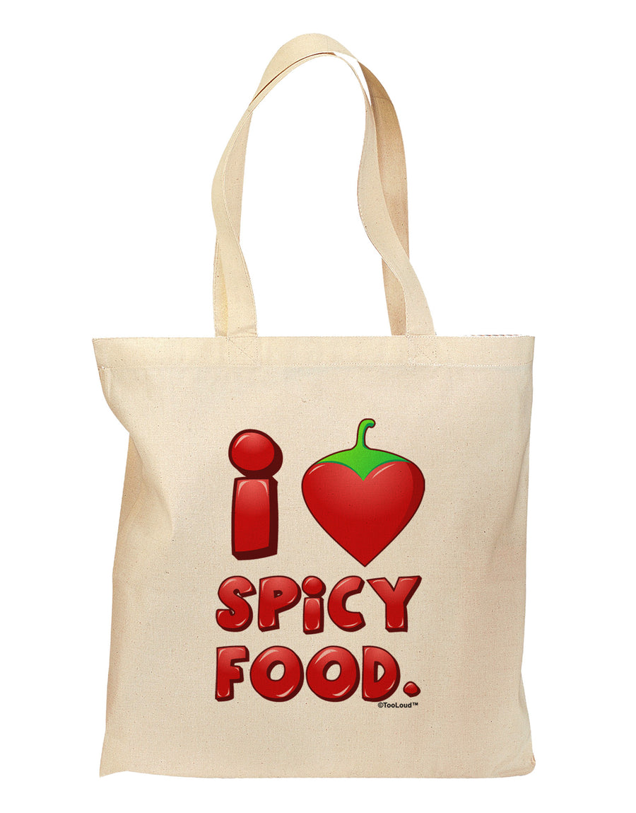 I Heart Spicy Food Grocery Tote Bag-Grocery Tote-TooLoud-Natural-Medium-Davson Sales