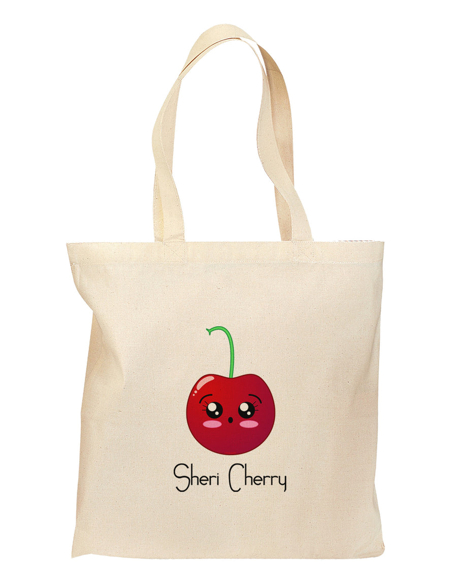 Sheri Cherry Text Grocery Tote Bag-Grocery Tote-TooLoud-Natural-Medium-Davson Sales