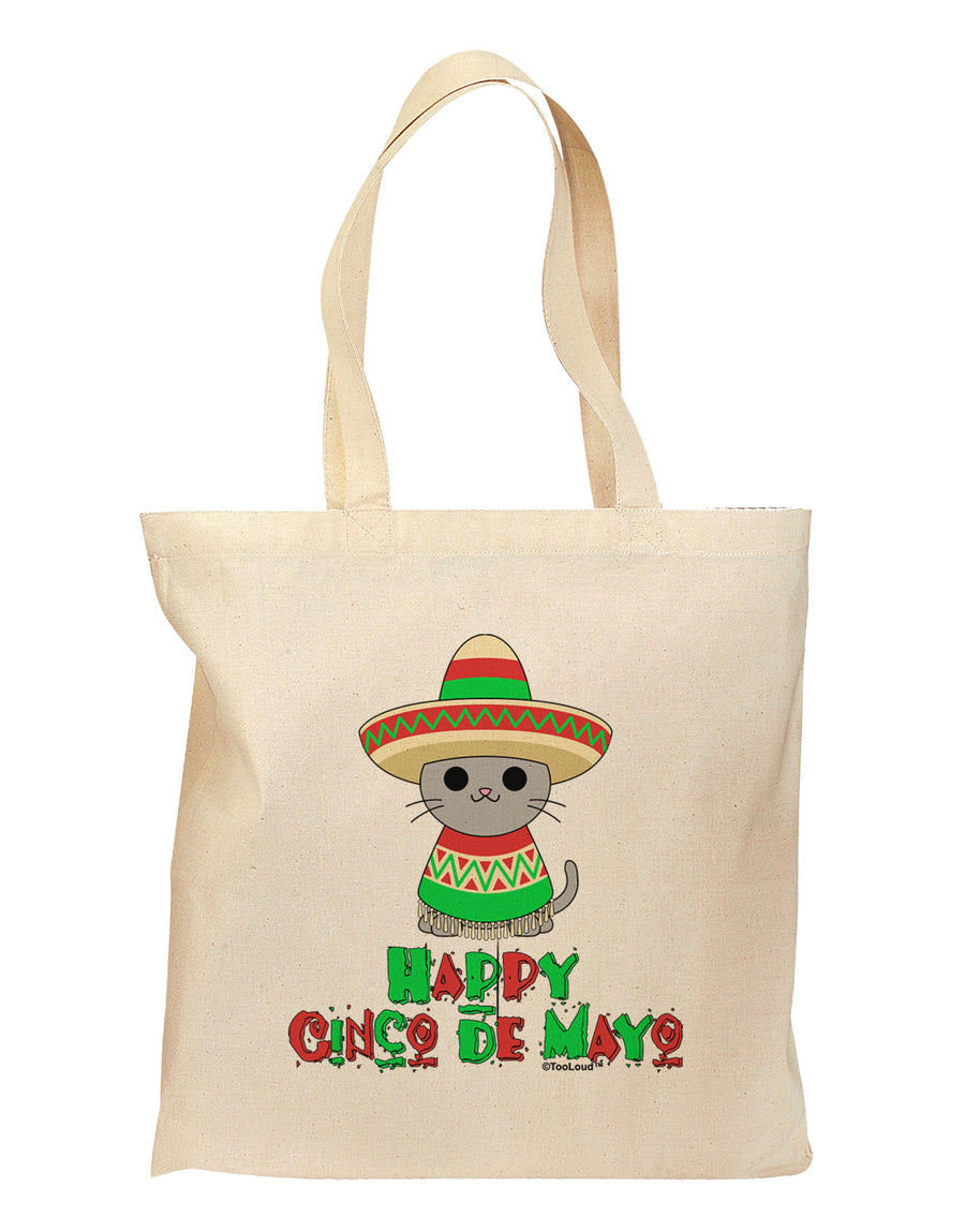 Happy Cinco de Mayo Cat Grocery Tote Bag by TooLoud-Grocery Tote-TooLoud-Natural-Medium-Davson Sales