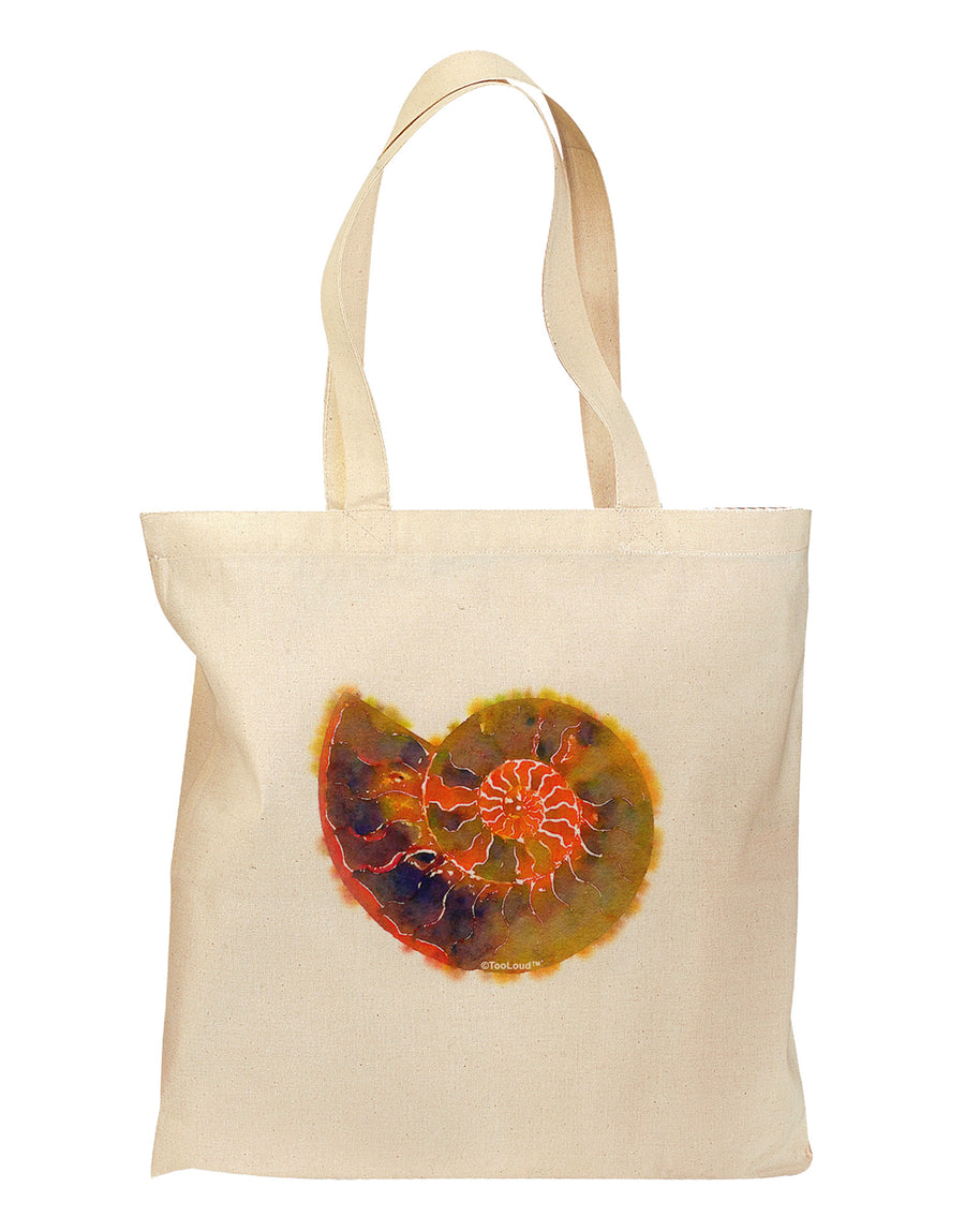 Nautilus Fossil Watercolor Grocery Tote Bag-Grocery Tote-TooLoud-Natural-Medium-Davson Sales