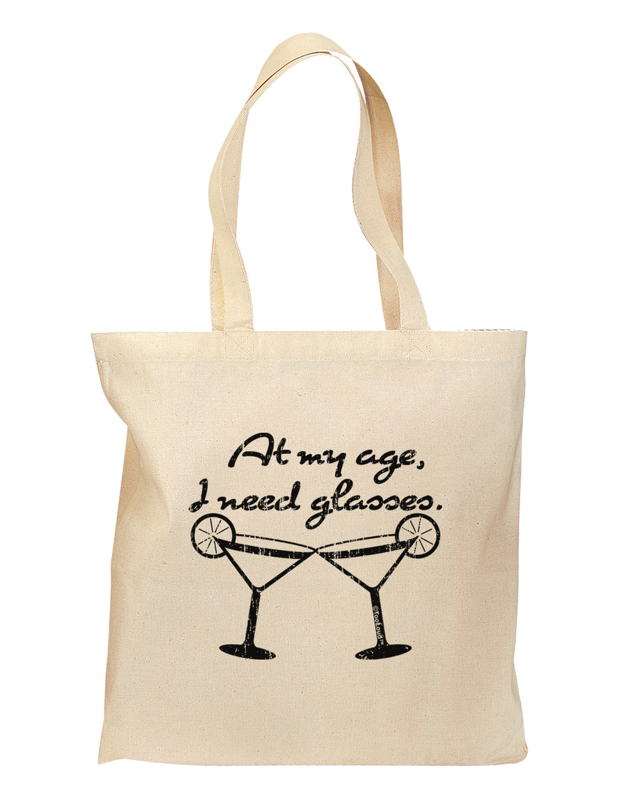 I Need Glasses - Margarita Distressed Grocery Tote Bag by TooLoud-Grocery Tote-TooLoud-Natural-Medium-Davson Sales