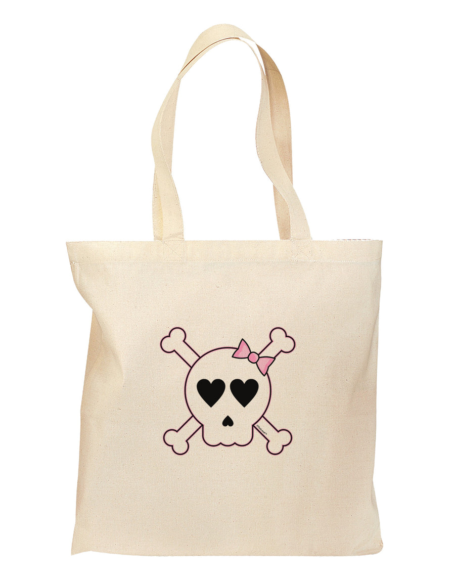 Skull and Crossbones Girl Grocery Tote Bag-Grocery Tote-TooLoud-Natural-Medium-Davson Sales