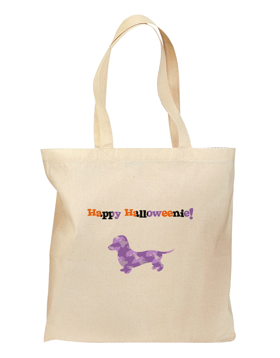 Happy Halloweenie Doxie Dog Halloween Grocery Tote Bag-Grocery Tote-TooLoud-Natural-Medium-Davson Sales