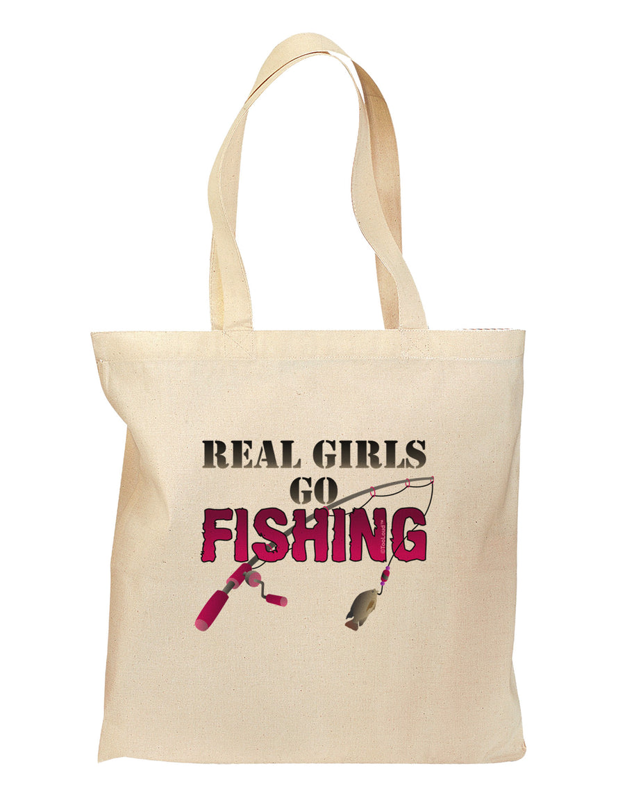 Real Girls Go Fishing Grocery Tote Bag-Grocery Tote-TooLoud-Natural-Medium-Davson Sales