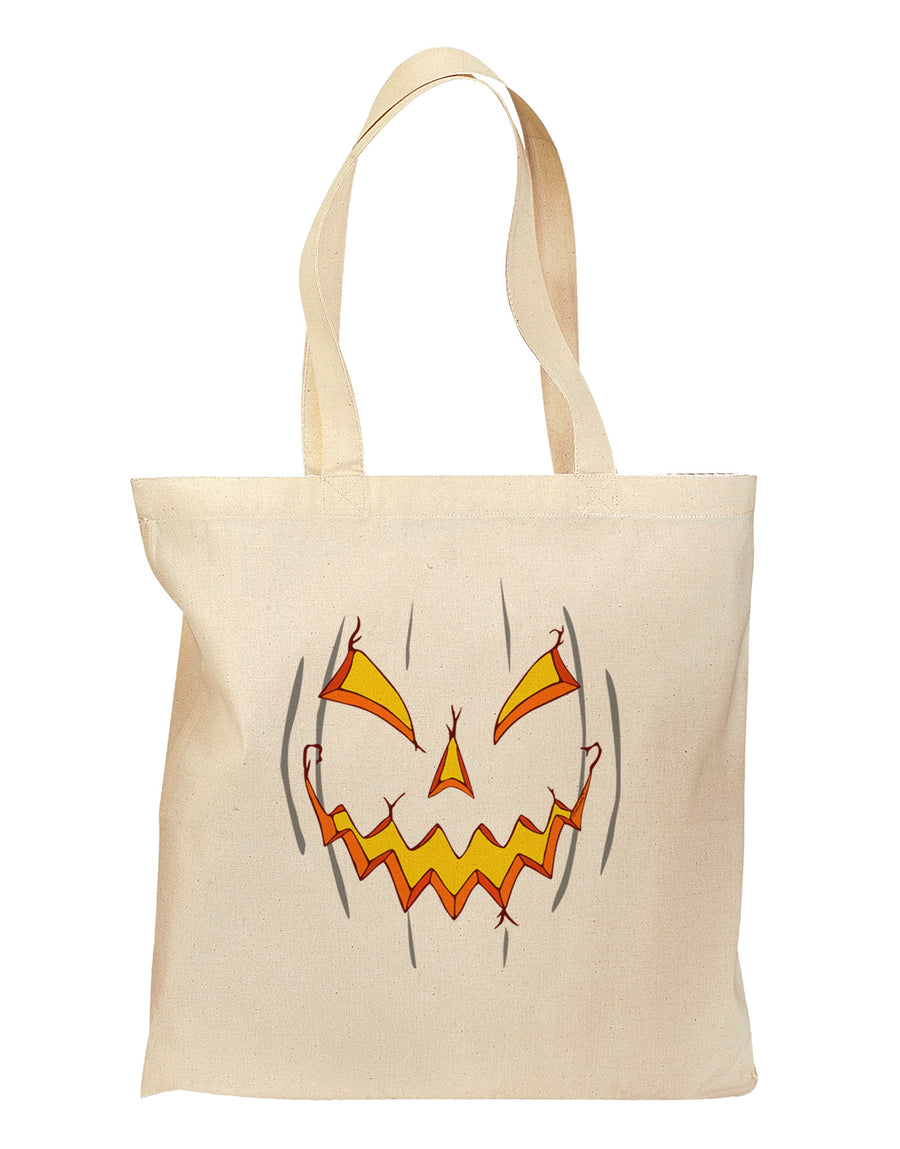 Scary Glow Evil Jack O Lantern Pumpkin Grocery Tote Bag-Grocery Tote-TooLoud-Natural-Medium-Davson Sales